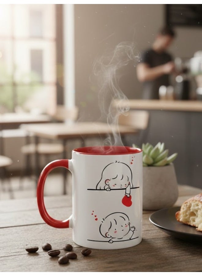 ميلز تصميم "البحث عن الحب" على كوب سيراميك أحمر ثنائي اللون لعيد الحب - Image 2